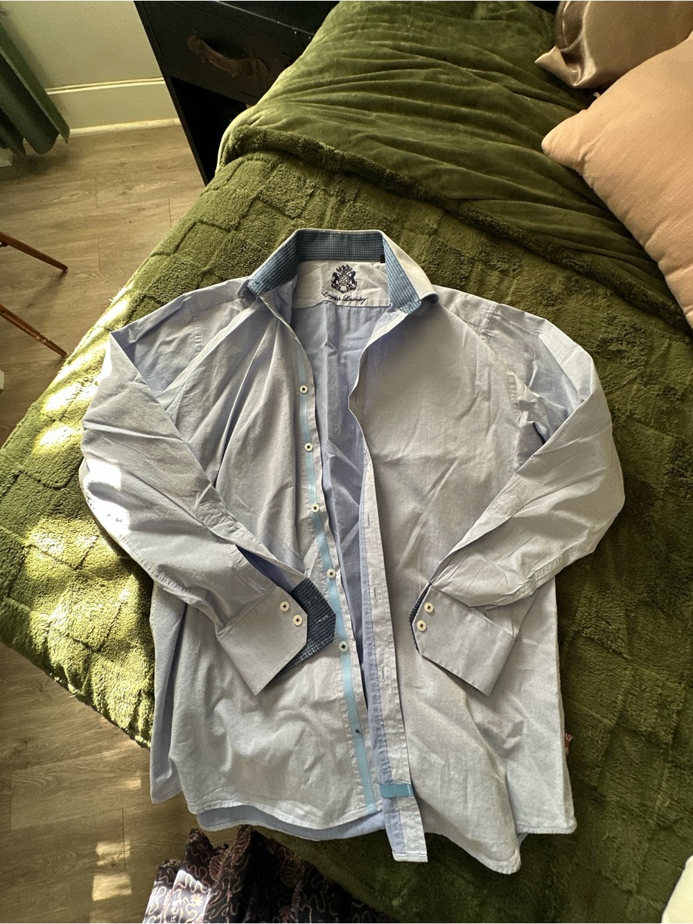 English Laundry Light Blue Dress Shirt with Contrast Trim